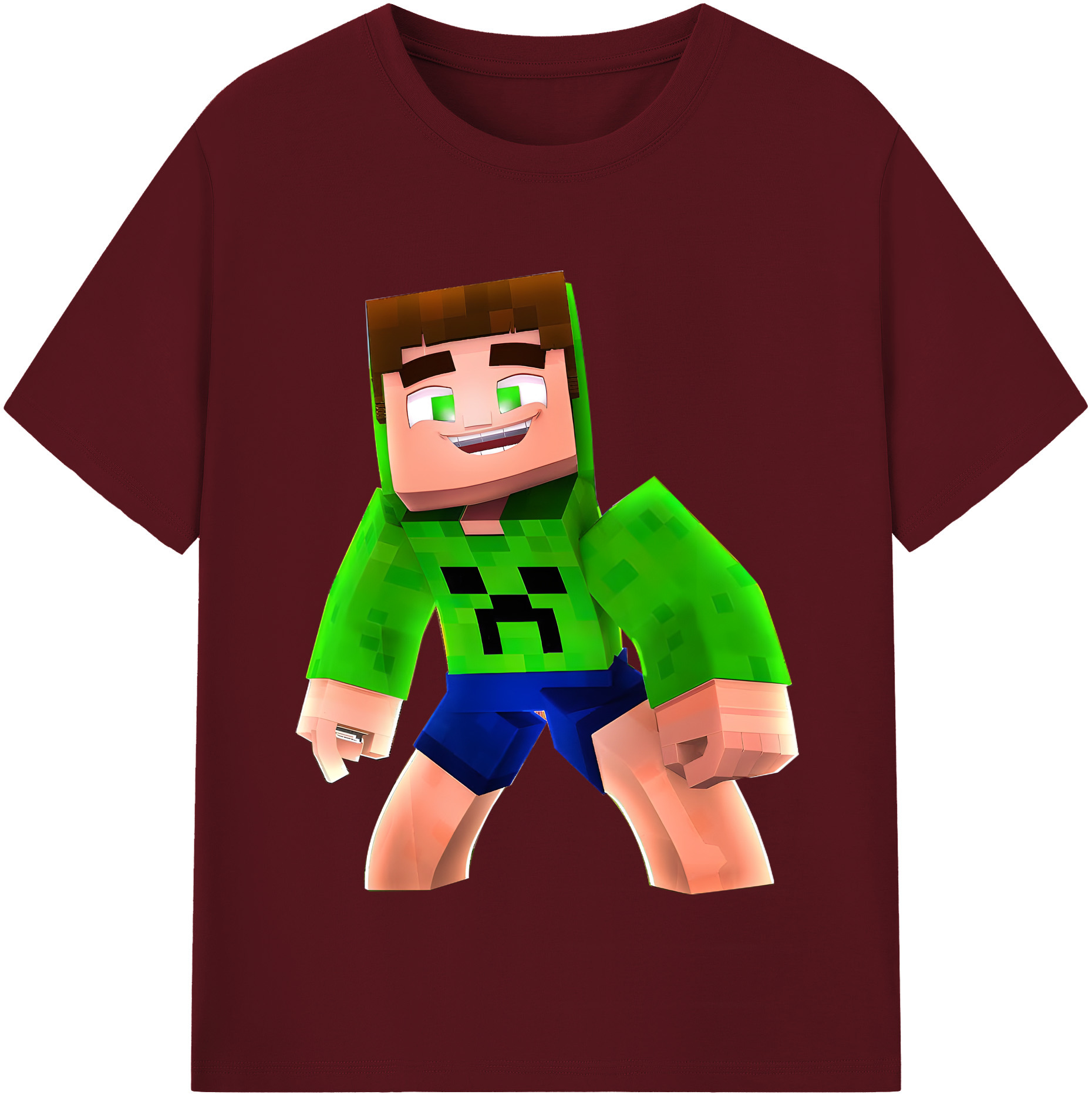 （画像用） マインクラフト ブロックの世界 Minecraft MC Block world 綿100％半袖Tシャツ（フロントプリント）
